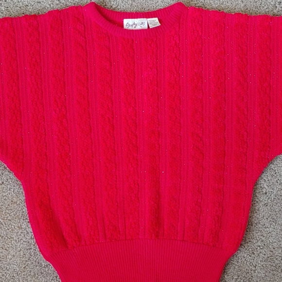 Classic red vintage chenille gold tinsel sweater - Picture 8 of 11